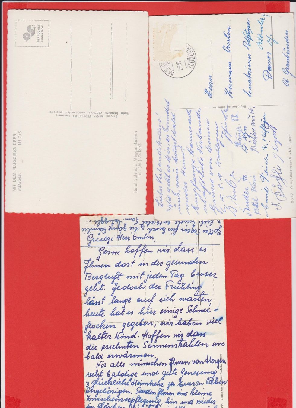 Cartoline postali: Meggen  LU   -   3 verschiedene alte Ansichtkarten – Usato da Vitznau venduto da Ropaku 1