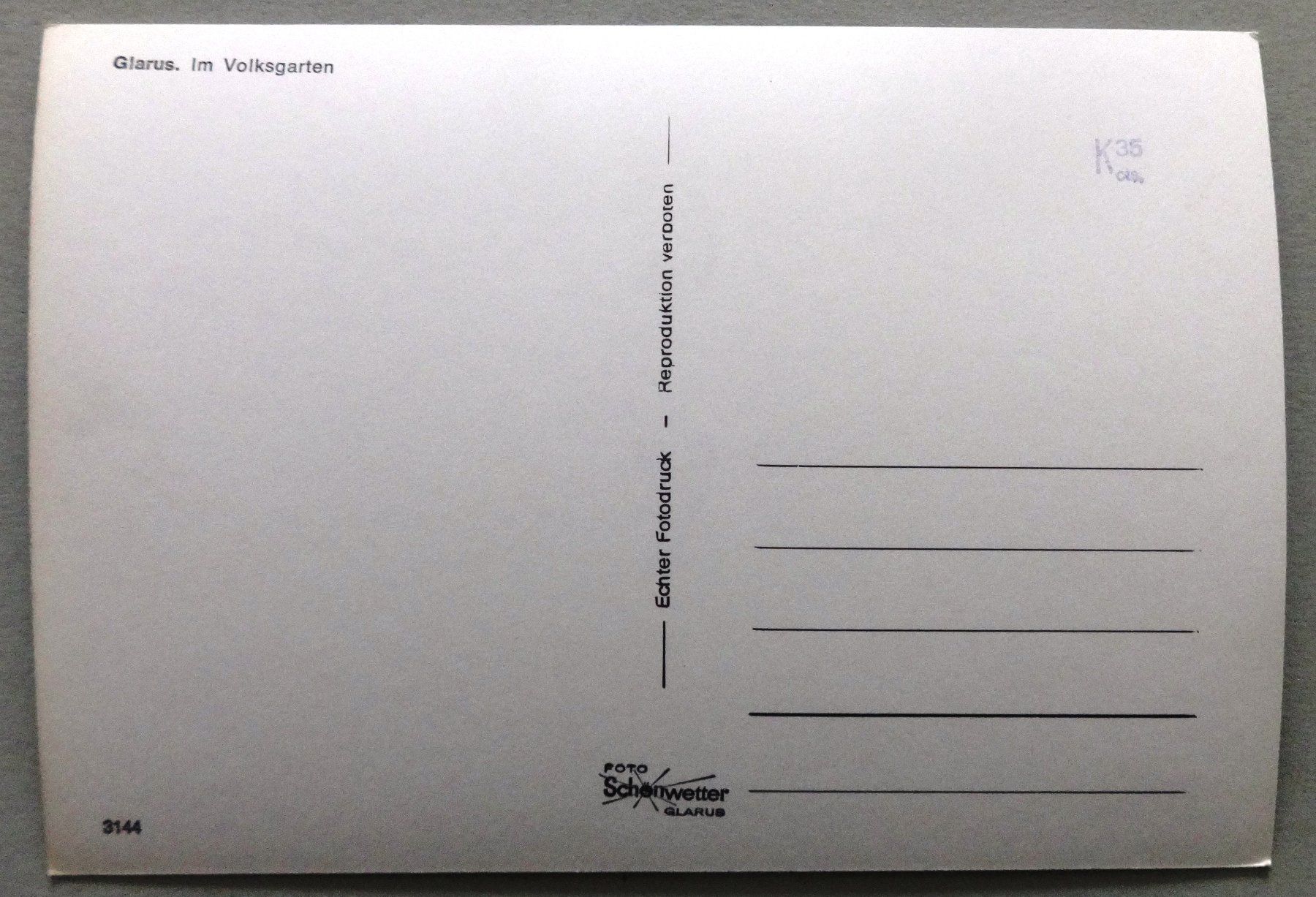 Cartes postales: Glarus, Im Volksgarten – D'occasion à Fétigny par Billy2miny 1