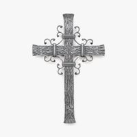 Geschmiedetes Wandkreuz mit Ornamenten, Christliche Wanddeko