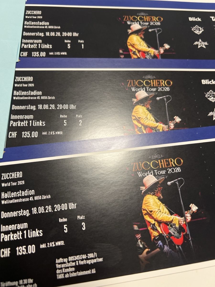 Tickets: Zucchero Konzert Donnerstag,18.06.26 – Neu und originalverpackt aus Eggersriet von Buttergipfel