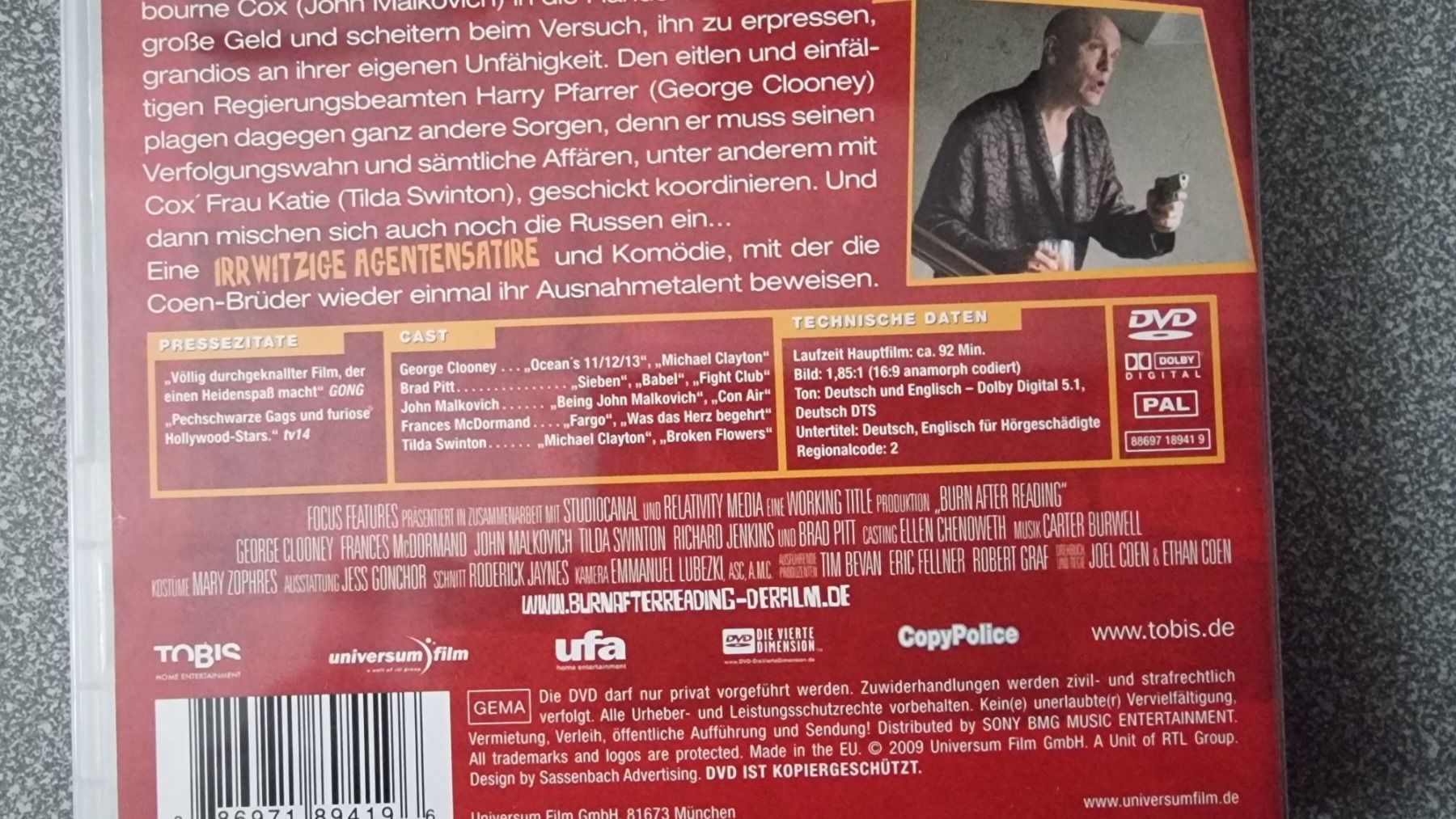 Tutti i DVDs: DVD Burn after reading - George Clooney – Usato da Oetwil am See venduto da fineli2 1