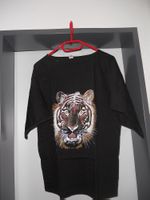 Neuw. T'Shirt kurzarm - schwarz mit Tigermotiv - Gr. 40