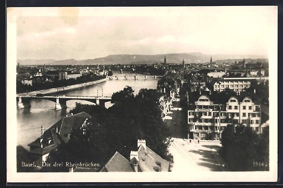 Cartoline postali: AK Basel, Die drei Rheinbrücken – Usato da Berlin venduto da bartko-reher