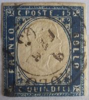 Italie 1863 - 15c. Bleu non dentelé (Sassone 11)