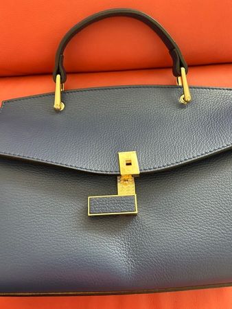 Edle italienische blaue Ledertasche