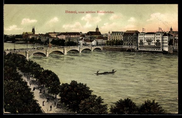 Cartes postales: AK Basel, Neue mittlere Rheinbrücke – D'occasion à Berlin par bartko-reher