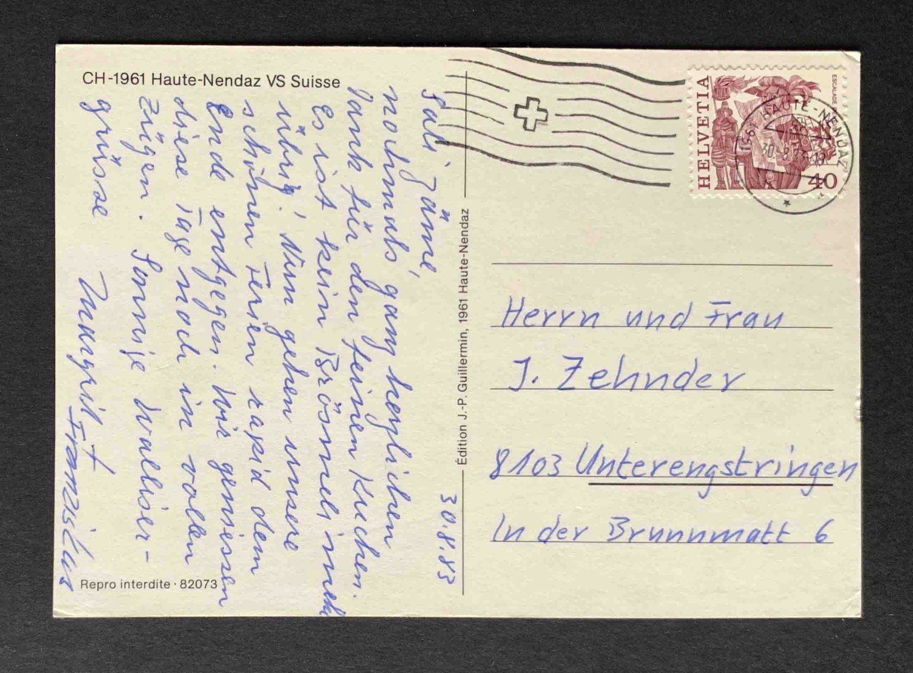 Cartoline postali: AK Haute Nendaz VS Suisse – Usato da Goldau venduto da artelier1 1