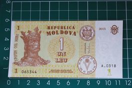 banknote moldawien 1 leu 2015