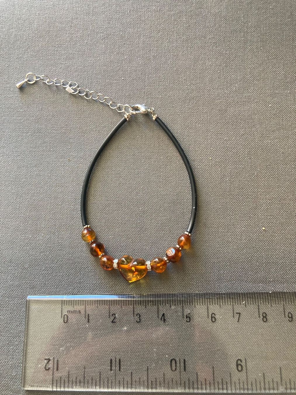 Bracciali & Braccialetti: Armband Bernstein Herz silberfarben verstellbar – Nuovo e nell'imballaggio originale da Zürich venduto da mik_h9ty
