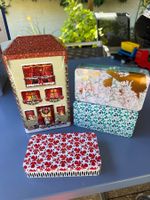 2 Weihnachtliche Blechdosen, Haus & 2 rechteckig, Sammler...