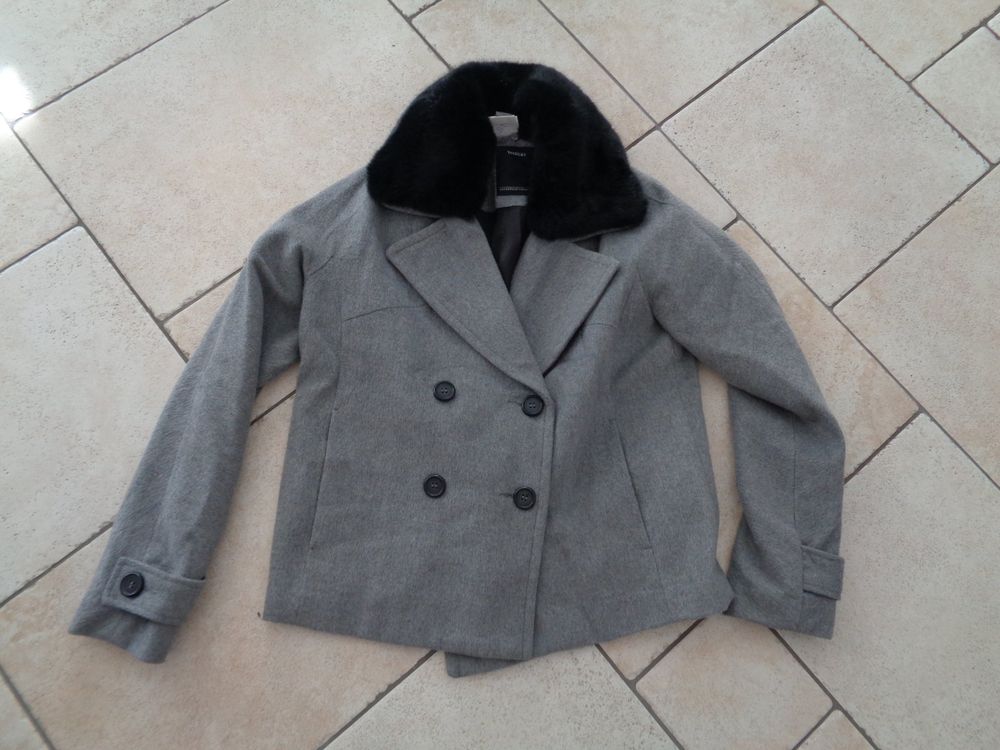 Veste Mi-Saison Yessica Taille 36 - Prune - Laine Mélangée - Occasion Très Bon État