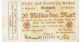 Aachen 20 Mrd.Mark Serie A 12.10.1923 VZ-VZ+