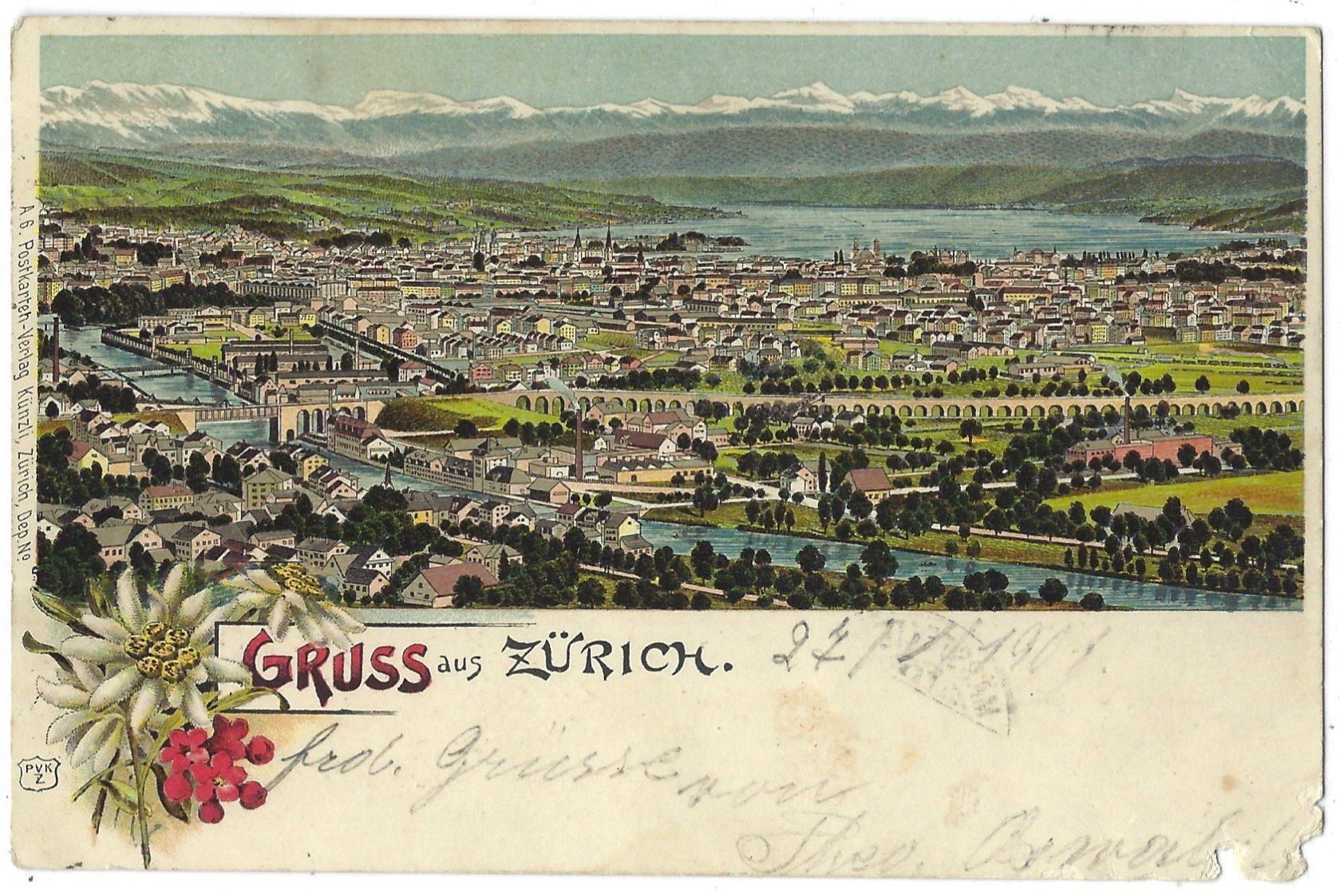 Cartoline postali: GRUSS  aus  ZÜRICH. – Usato da Bütschwil venduto da Jackson1A