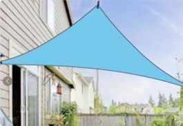 Sonnensegel 3 x 3 x 3 m dreieckig blau für Garten gebrauch