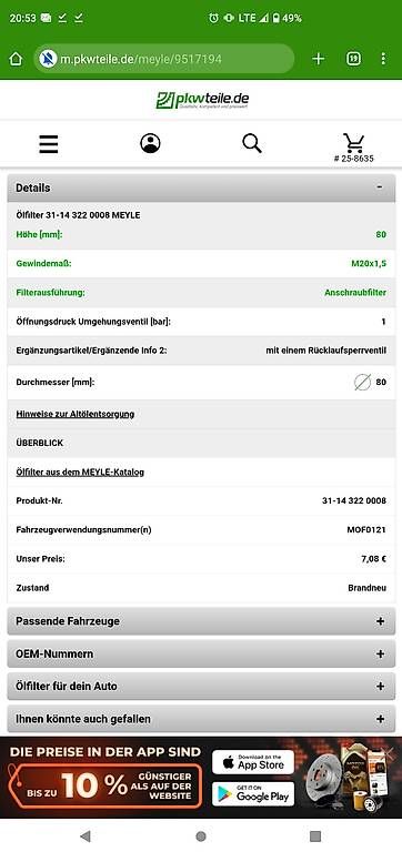 Alle Motorradersatzteile: Ölfilter für Honda – Gebraucht aus Dachsen von PhantomDMOD 2
