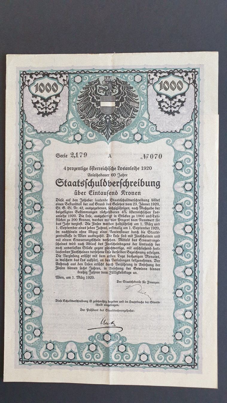 Dokumente: Österreich. Staatsschuldverschreibungen. – Gebraucht aus Goldach von armando_r 5