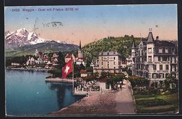 AK Weggis, Quai mit Pilatus, 1921
