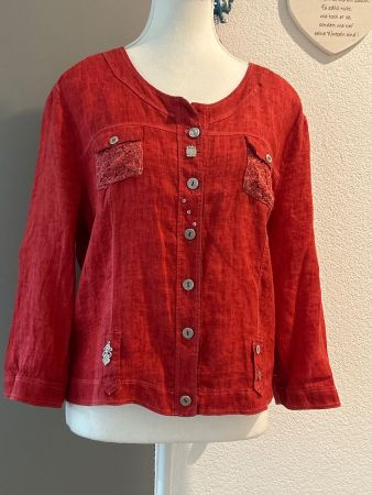 3/4 Arm Bluse kräftiges rot von Bottega Gr. L