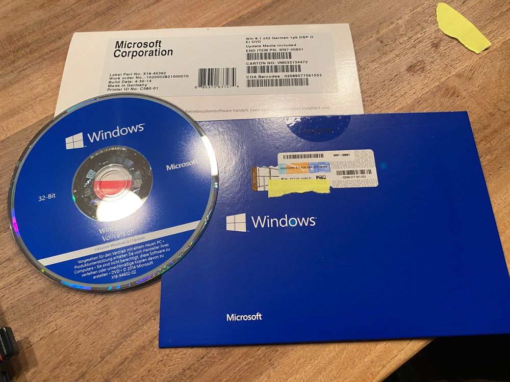 Windows 8.1 Deutsch Installations DVD mit Key Kaufen auf Ricardo