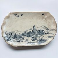 Vide-poche Staffordshire motif rare d'après E. Landseer 1875