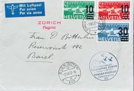 Schweiz Flugpost 1937 Zürich Flugplatz Automobil-Bureau