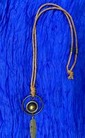Boho Halskette, Leder, Feder Anhänger, Statement Kette
