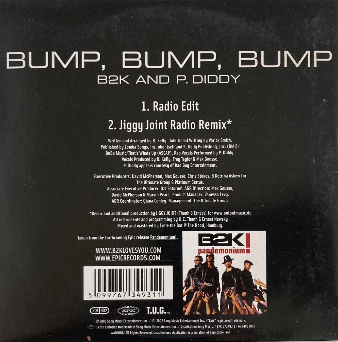 CD: B2K AND P. DIDDY - BUMP, BUMP, BUMP – Usato da Poliez-Pittet venduto da Newtown-Records 1
