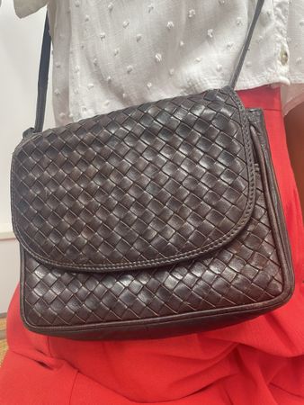 Bottega Veneta Vintage Intrecciato Leder Schultertasche Brau