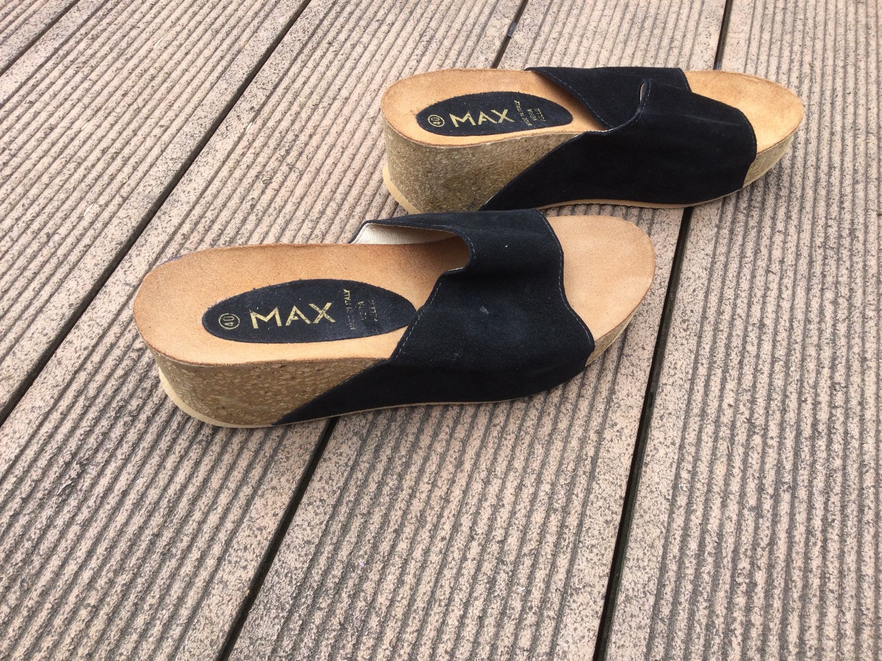 Max Mara Damenschuhe: Mules compensées noires en Daim/Cuir MAX, pointure 40, NEUF – Neu und originalverpackt aus Agiez von chouchanelle 6