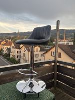 Barhocker Lederoptik Schwarz Silber höhenverstellbar