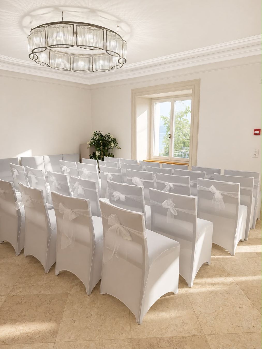 Tutte le decorazioni: 40 weiße Stuhlhussen, Hochzeiten – Usato da Kastanienbaum venduto da swi_8n56 1