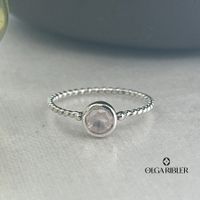 Filigraner Silber Ring 925 mit Rosenquarz Grösse 56