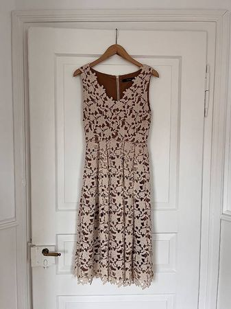 Kleid Hallhuber Spitze braun weiß 