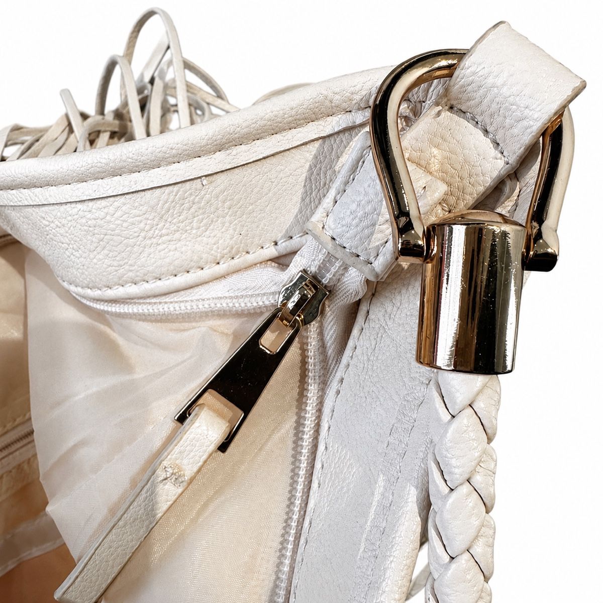 H&M Borse da donna: Umhängetasche Fransen Creme Leder Imitat gebraucht – Nuovo (secondo la descrizione) da Aarberg venduto da LovelyThings_ 4