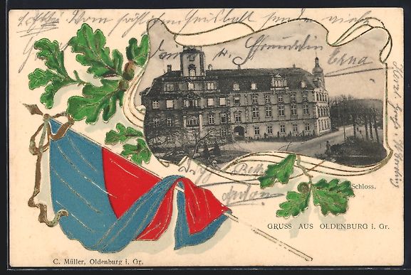 Cartoline postali: Grusskarten-AK Oldenburg i. Gr., Rahmen  – Usato da Berlin venduto da bartko-reher