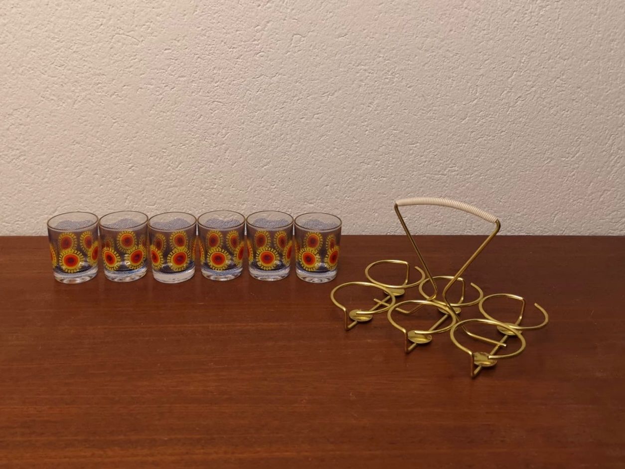 Bicchieri: 50s Schnapsgläser mit Ständer vintage Design Schnapsgläschen – Usato da Zürich venduto da Vintagewiesel 1