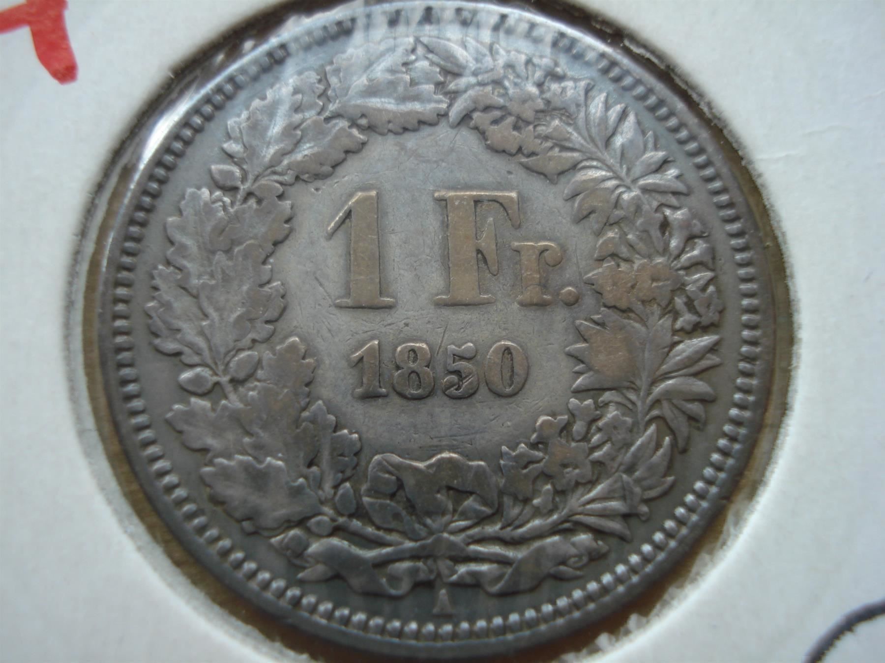 Alle Münzen: (104)  1 Franken  1850 – Gebraucht aus Erlach von Net-Coins 1
