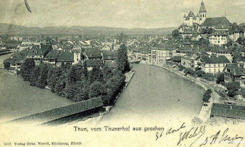 Cartoline postali: Thun - vom Thunerhof aus gesehen 1905 – Usato da Emmenbrücke venduto da teestube
