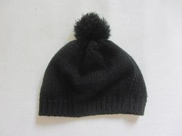 Bommel Strickmütze Kappe schwarz