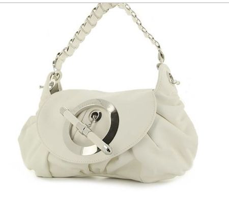 Handtasche Christian Dior weiss Leder silberne Details