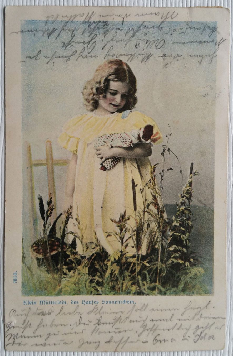 Cartoline postali: AK Ansichtskarte, Mädchen mit Puppe (XV), 1902 – Usato da Oberriet SG venduto da Manick