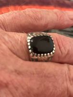 Herrenring 925 Silber mit schwarzem Stein gebraucht