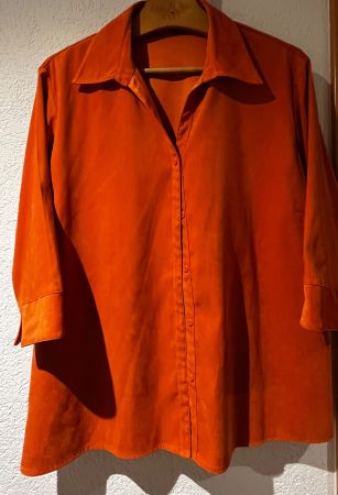 Bluse Kingfield orange Wildleder Optik, Grösse 50