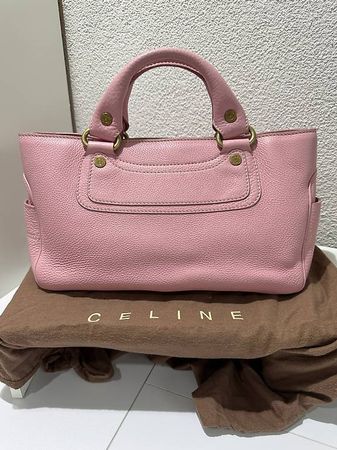Celine Boogie Leder Tote Bag Rosa Gold Handtasche Staubeutel