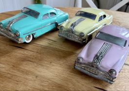 3 Blechautos Modell Oldtimer Set akzeptabler Zustand