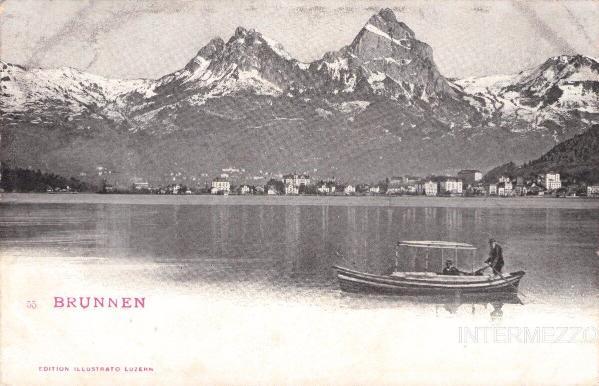 Cartes postales: Brunnen SZ // ca. 1930 Ruderboot – D'occasion à Basel par intermezzo12