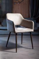 Lot de 6 chaises en velours beige avec accoudoirs