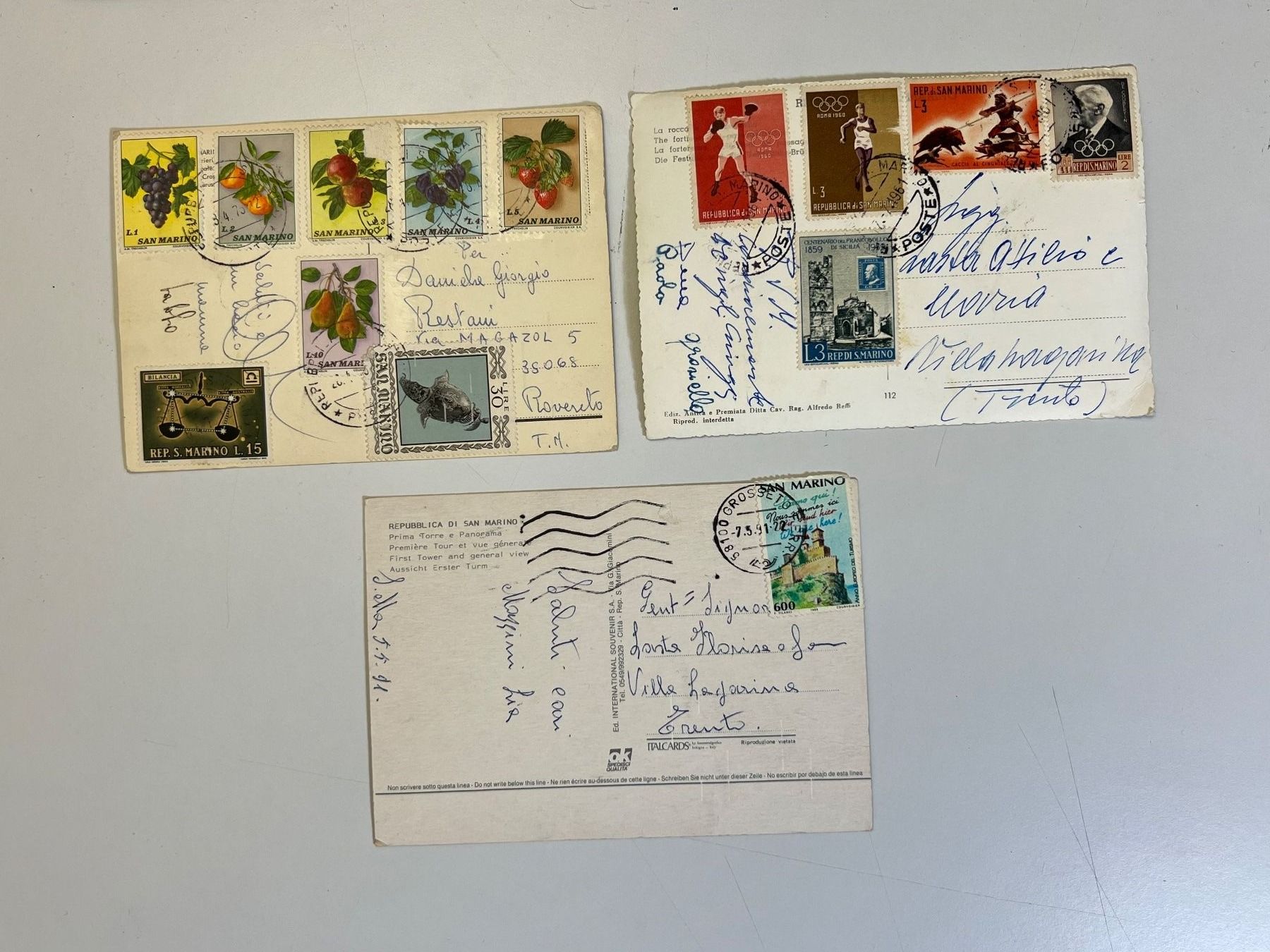 Cartoline postali: Postkarten San Marino mit schönen Briefmarken – Usato da Wollerau venduto da Sammler-Ecke 1