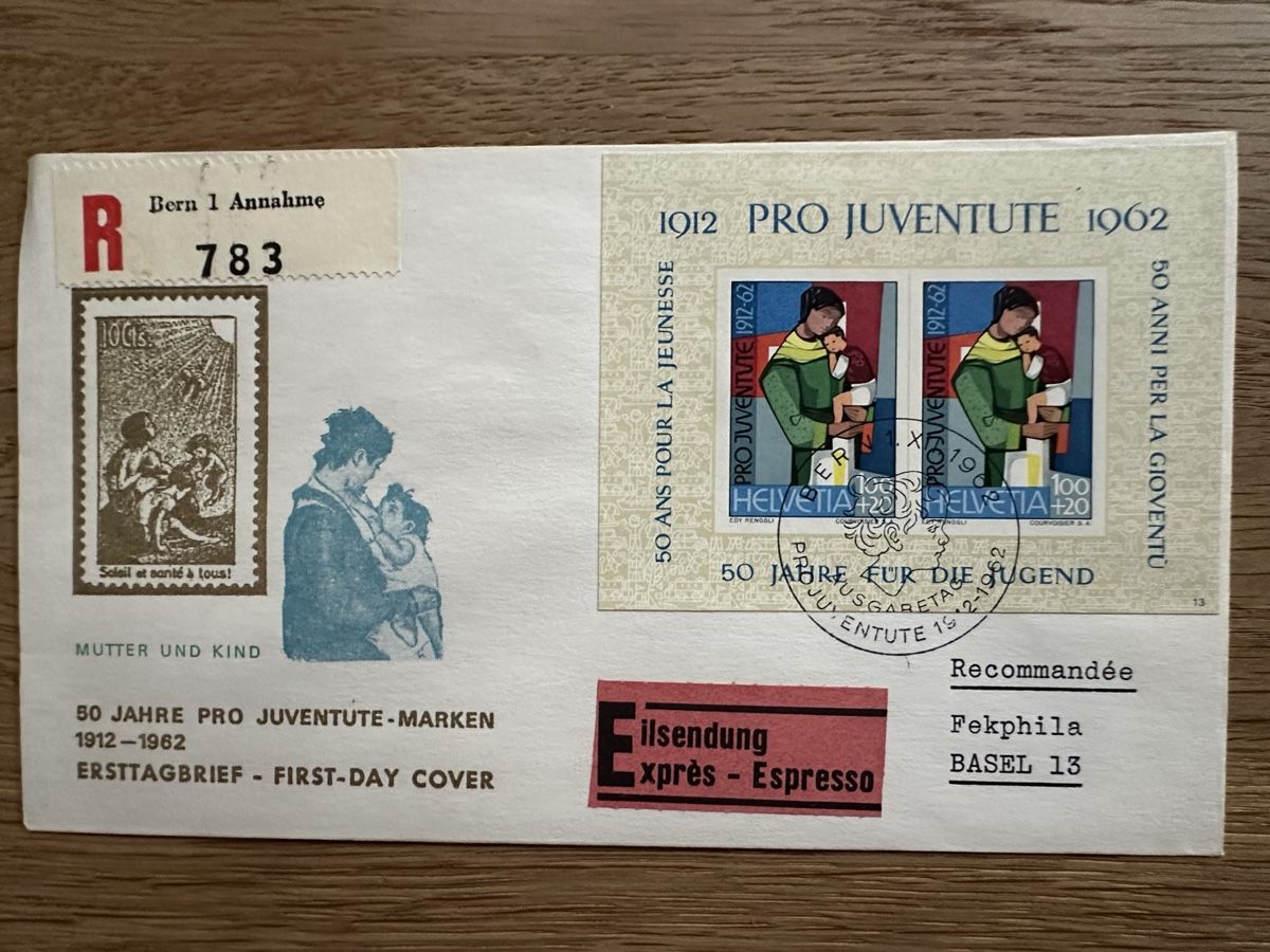 Tous les timbres: Schweiz - 1962 Jubiläumsblock FDC mit ET Stempel – D'occasion à Schmitten / FR par Samsara169