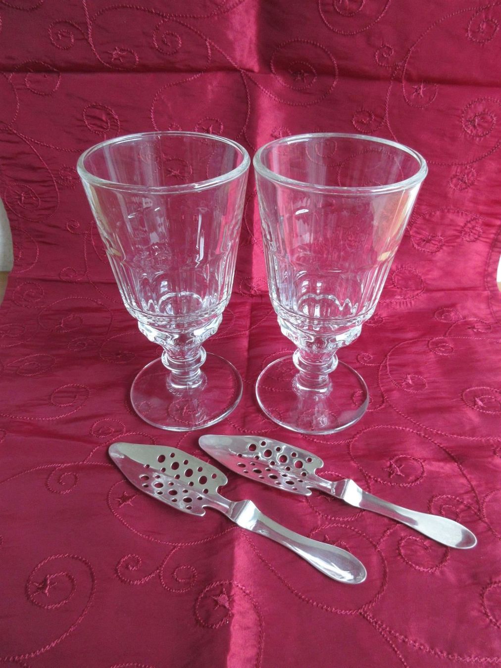 Bicchieri: 2 Absinthgläser mit Löffel – Usato da Binningen venduto da Oldfashion 2